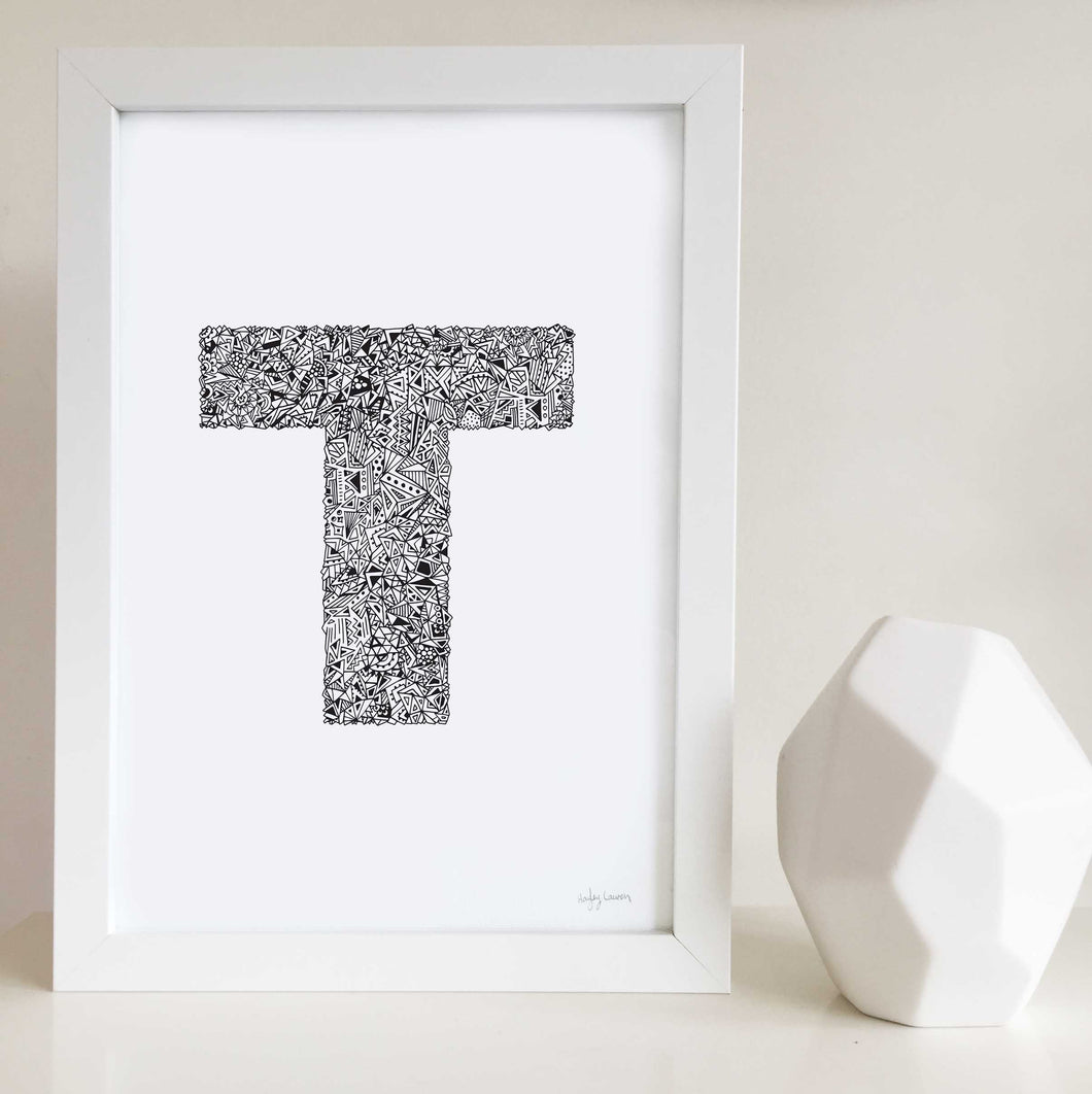 Letter T Wall Art print for nursery or kids bedrooms