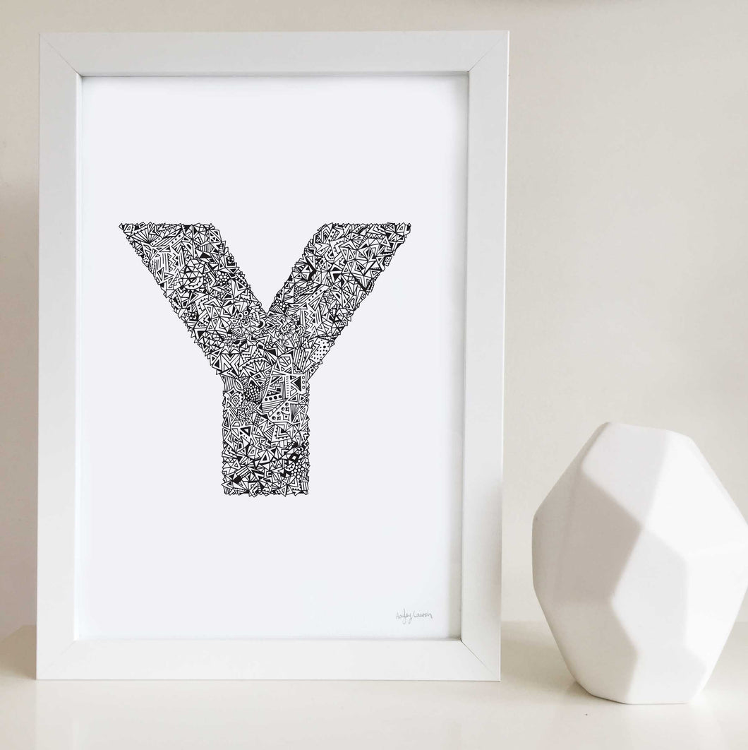 Geometric Letter Y Wall Art Print