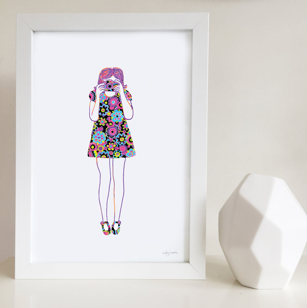 Camera girl nursery artwork or kids bedroom