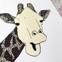 cute coloured giraffe nursery zentangle art prints for baby room, toddler, kids room, shared playroom by Hayley Lauren Design