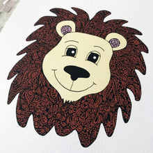 cute coloured lion nursery zentangle art prints for baby room, toddler, kids room, shared playroom by Hayley Lauren Design