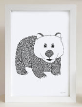nursery or bedroom wall art of a happy wombat by hayley lauren design