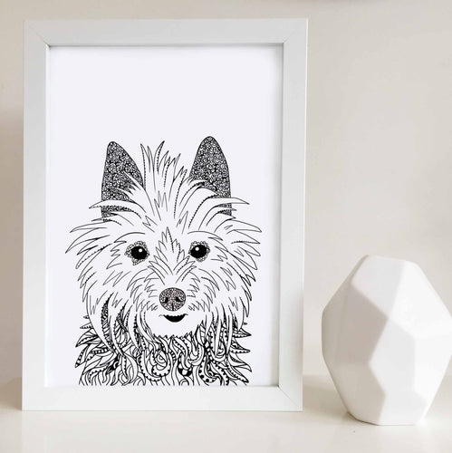 Australian terrier dog art print illustrated by Hayley Lauren Design 
