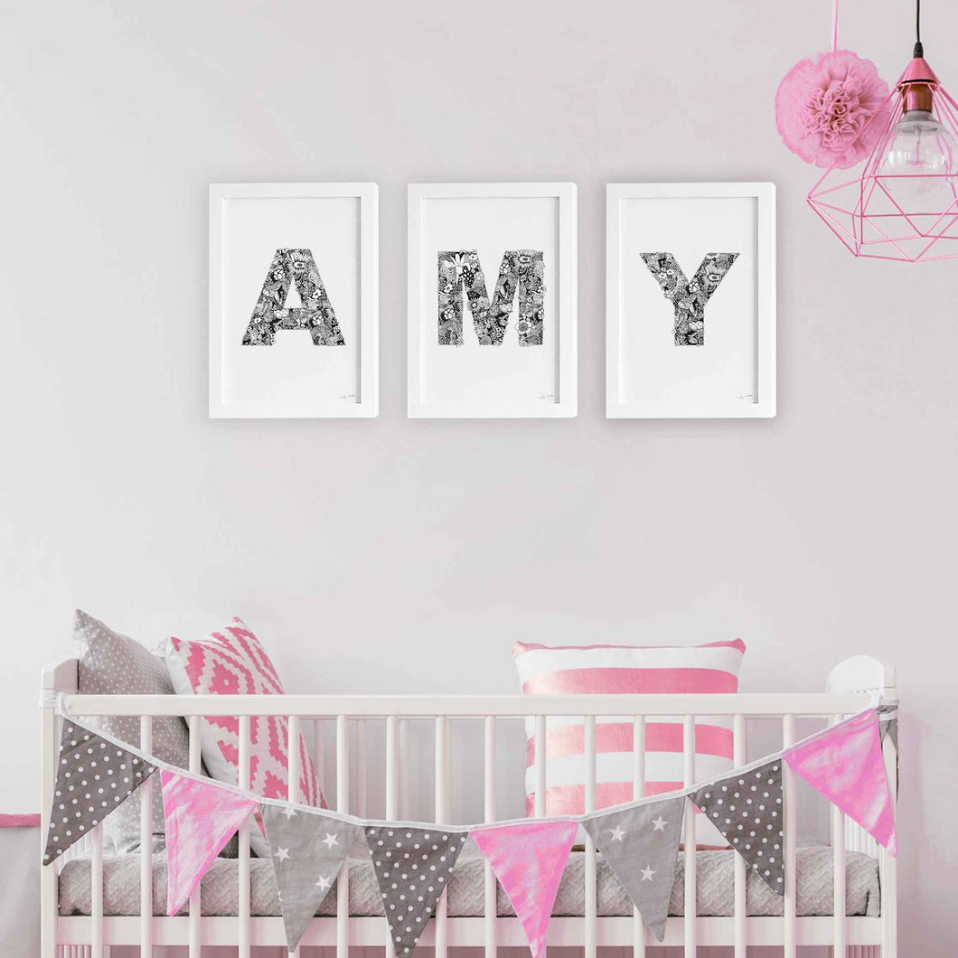 kids bedroom ideas - Amy floral letters 