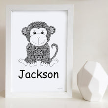 Monkey nursery art print for baby or kids room 