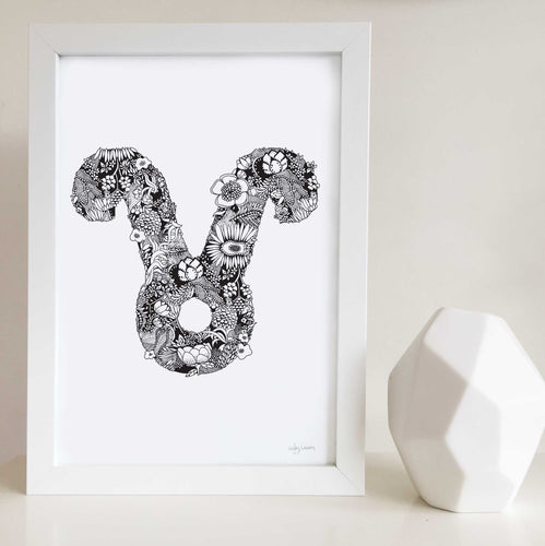 Taurus star sign art print made with flowers by Hayley Lauren Design 