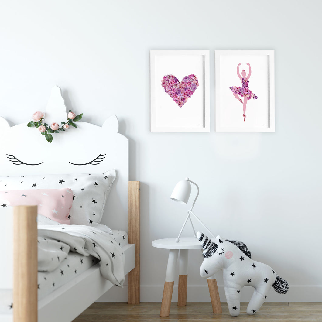 Think Pink Floral Collection Wall Art Prints